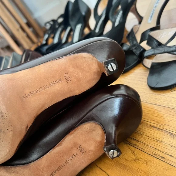 Lot of 12 Manolo Blahniks ALL NEED HEEL TIP REPAIR Sz 36.5, 37, & 36 - Picture 8 of 10